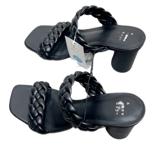 New in Box A New Day Women’s Black Basil Braided Square Toe Circle Textured Heel - Picture 9 of 16